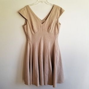 beige a line Fit Flare dress 12 Career Cocktail